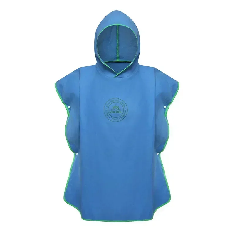 Mikrofaser-Schwimmüberzüge für Kinder, mit Kapuze, Bad, Strand, Poncho, Handtücher, Surf-Poncho, schnell trocknend, wechselnder Bademantel, Kinder-Schwimmhandtücher: S / Blau