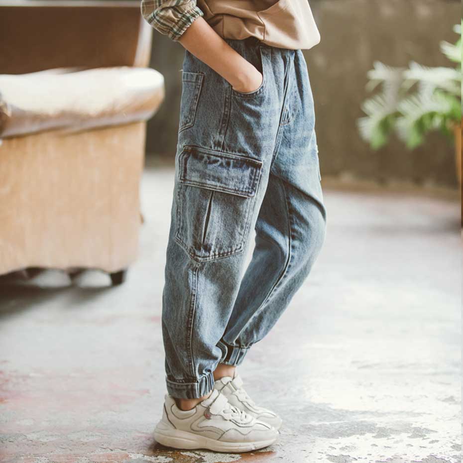 Jeans For Boys Solid Jeans Pants For Boys Velcro Cargo Pants Kids Jeans Boy Spring Autumn Casual Teenage Clothes For Boys: 10