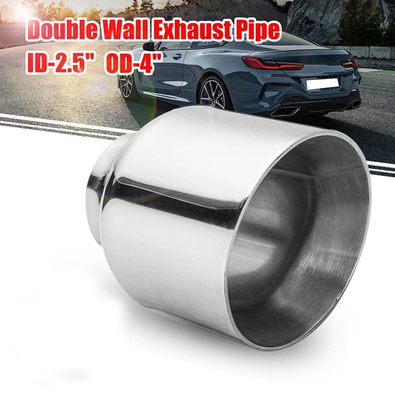 60mm-100mm Universal Rear Pipe Exhaust Pipe Stainless Steel Tail Tube Muffler Exhaust Tip: Default Title