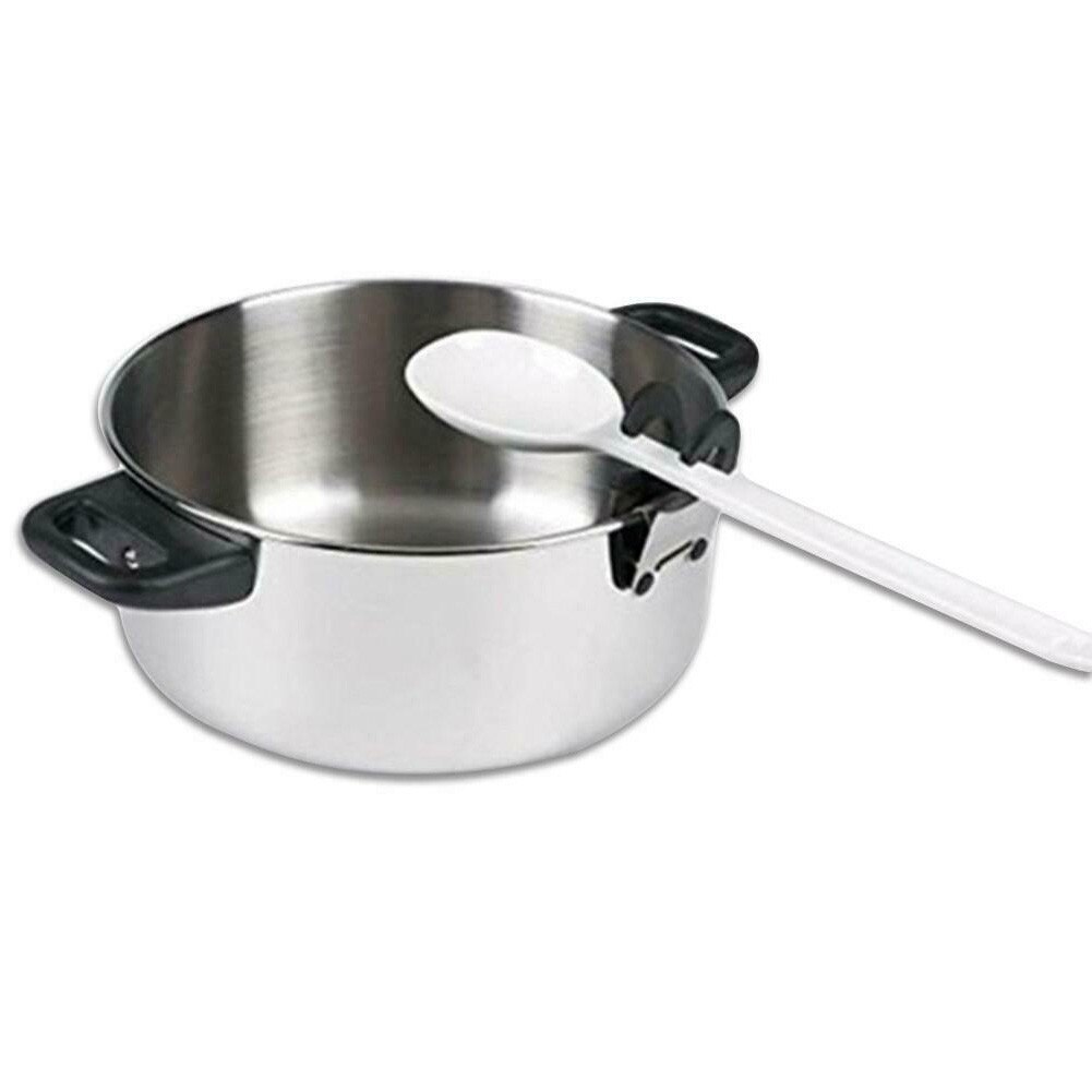 Stainless Steel Pot Side Clip Anti Spoon Kitchen Accessories Portable Spatula Spoon Holder Kitchen Gadgets Function