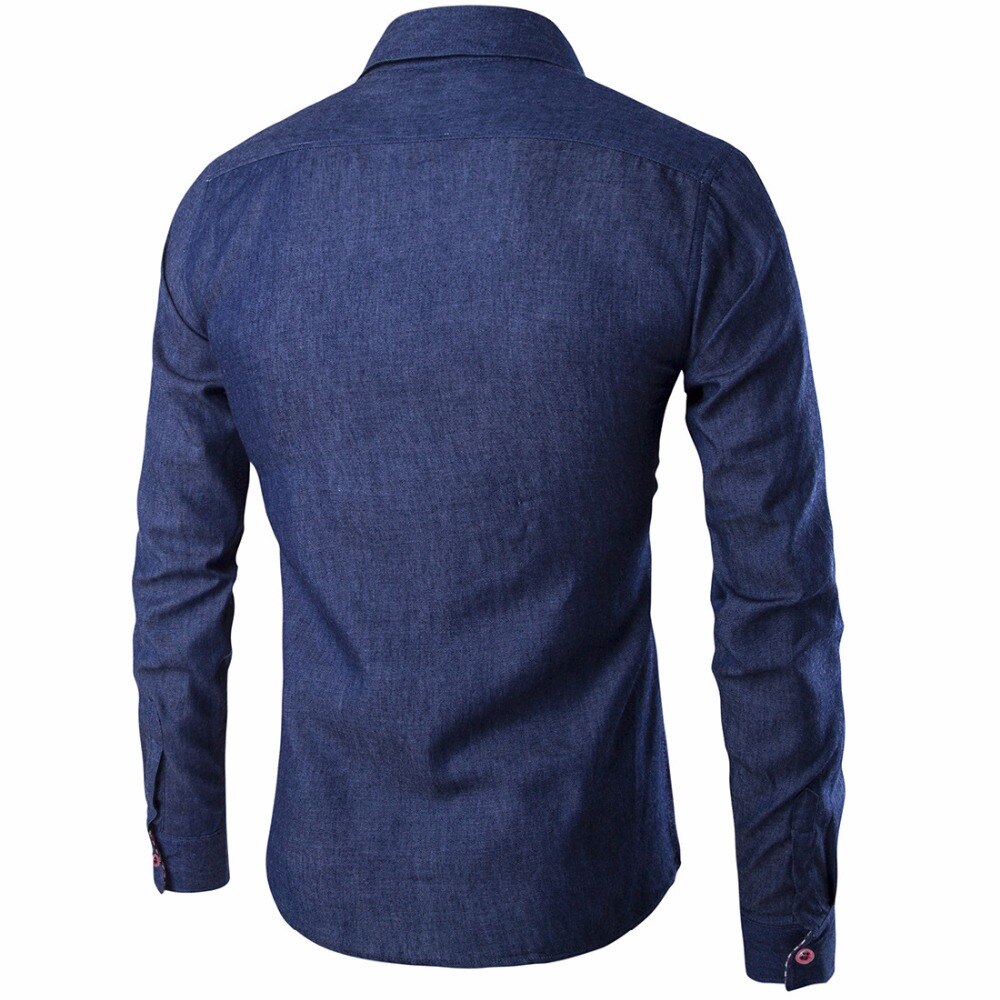 Merkki miesten paita bisnes pitkähihaiset denim paidat rento slim fit camisa farkut maskuliininen miesten vaatteet s -3xl