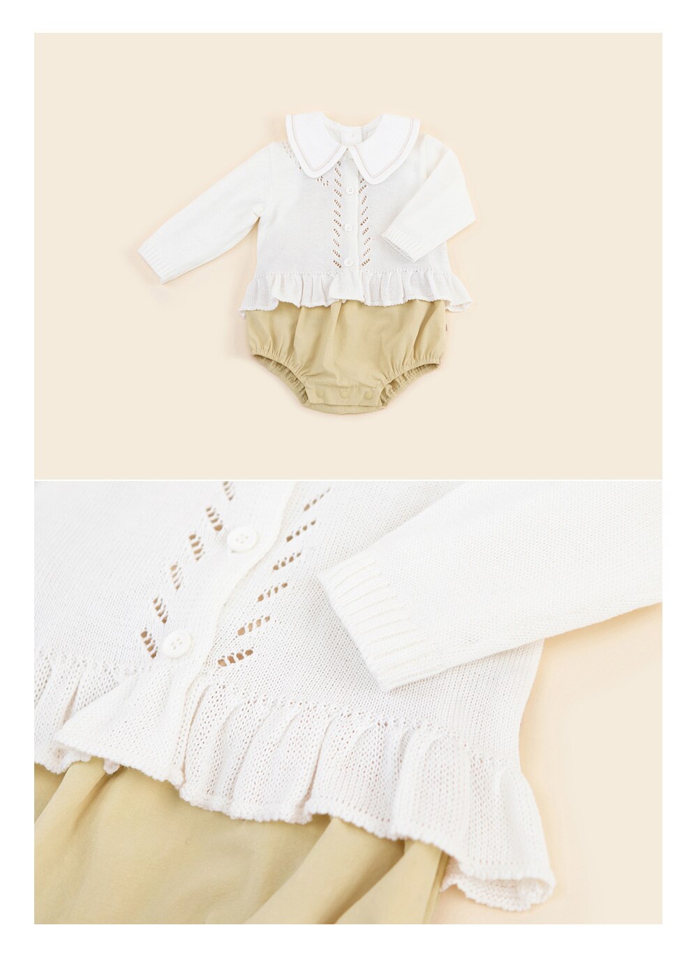 0-24M Japan Stil Kinder Baby Mädchen Strickjacke Gestrickte Pullover Mäntel Hohl Rüschen Baumwolle Top Oansatz Einzelne breasted Top Outwear