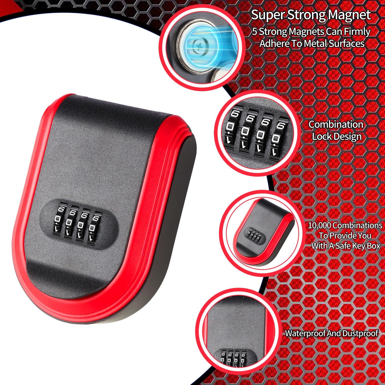 Magnetischer Schlüsselkasten für unter dem Auto mit 5-Magnet, Magnet-Schlüsselkasten. Verstecken Sie einen Schlüssel außerhalb des magnetischen Schlüsselversteckers zum Verstecken von Fahrzeugen