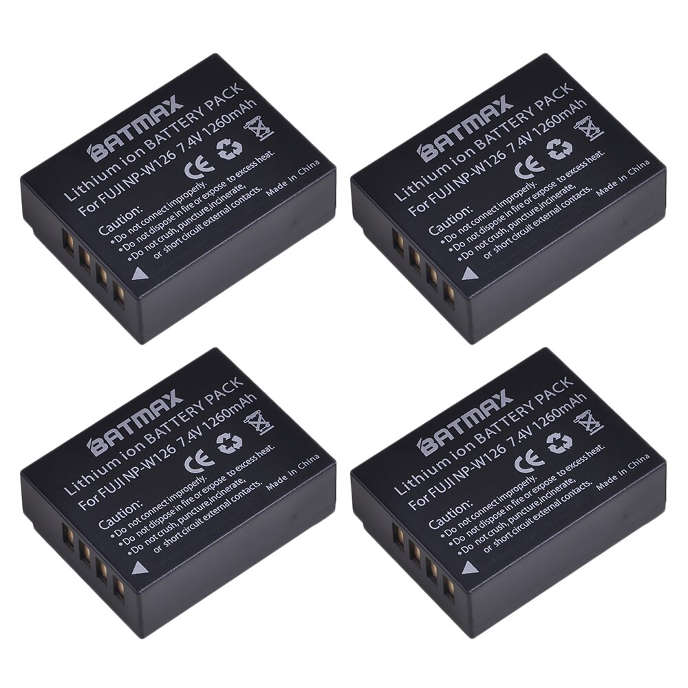 2 uds. 1260mAh NP-W126 NP W126 NPW126 baterías + LCD cargador Dual para Fujifilm Fuji X-Pro1 XPro1 X-T1 XT1, HS30EXR HS33EXR X PRO1: 4Pcs