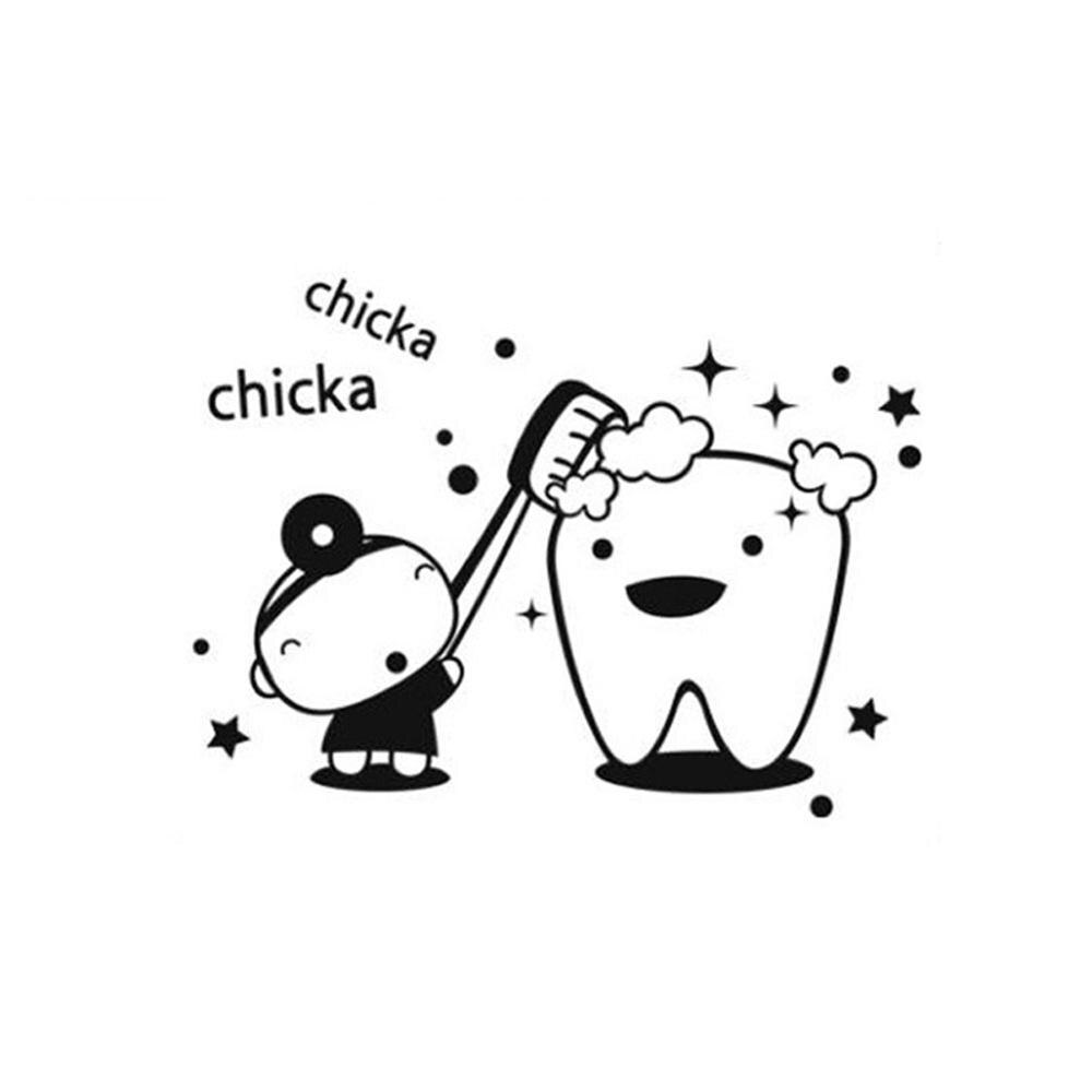 Glass Funny Kids brushing chicka chicka Wall Stickers Waterproof for baby Bathroom Decor Cute Sink Stickers Wall Art Decals