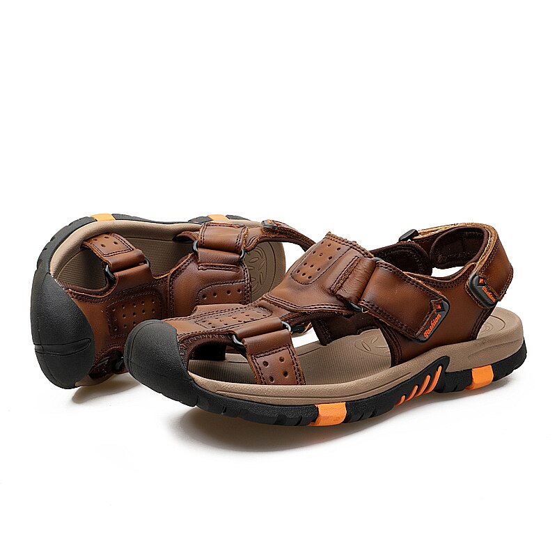 Confortable En Cuir Véritable Sandales Hommes Classique Doux Sandales Massage Respirant hommes Sandales Grande Taille 38 ~ 45