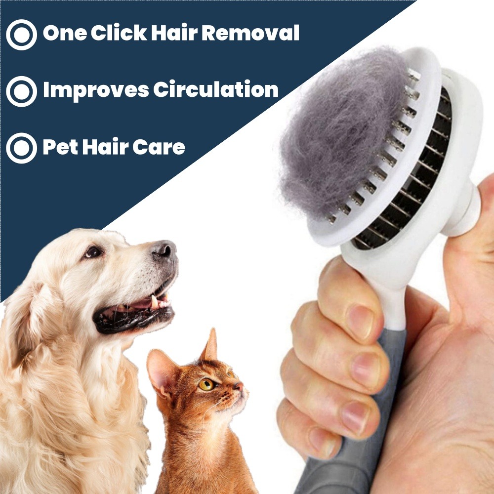 Pet Brush Dog Hair Beauty Care Stainless Steel Pet Hair Remover Pet Cleaning Grooming Self-cleaning Hair Comb Pet Accessories