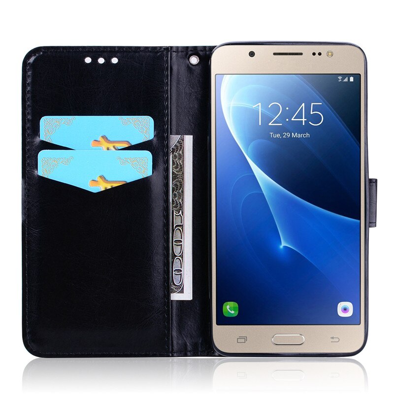 Coque portefeuille à rabat en cuir pour Samsung Galaxy J5 , étui de téléphone en Silicone J510, J510F