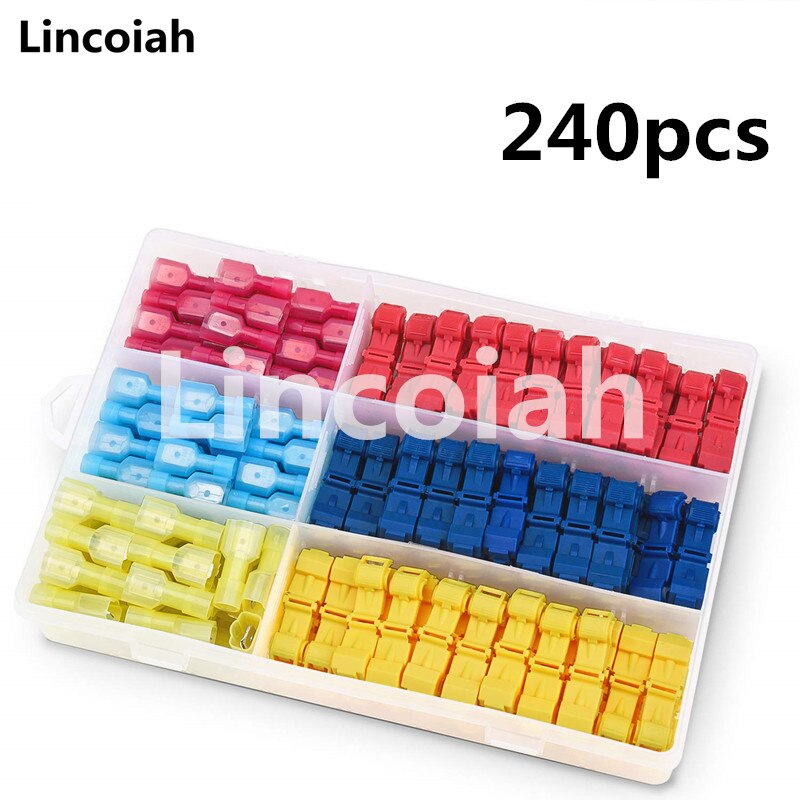 Conectores t-tap, autopelado, empalme rápido, terminales de Cable eléctrico con aislamiento, desconexión, bloqueo de pala, alicates de crimpado de Cable, HS-40J: 240pcs(120set) Box