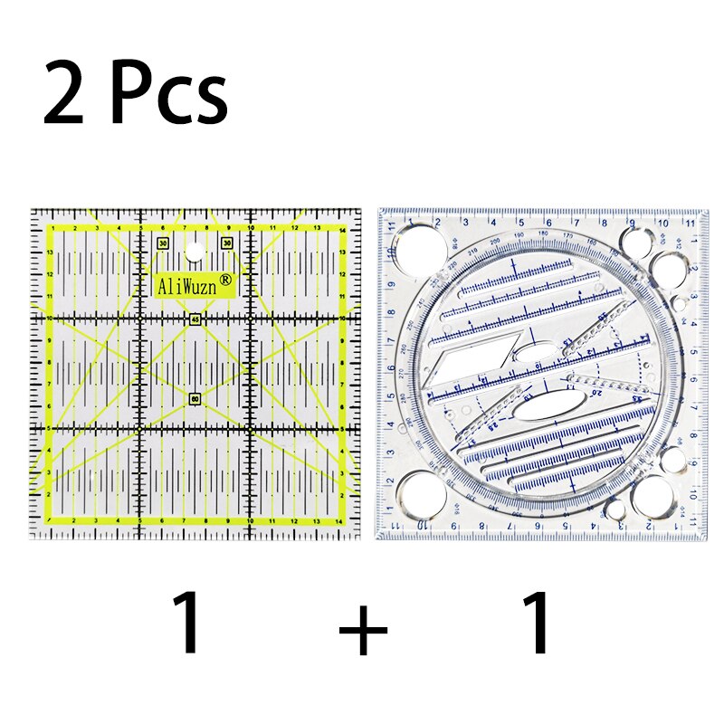 Plantilla de dibujo giratoria multifunción, regla de escala de medición de dibujo circular, geométrica, estéreo, artístico: 2 mixed set