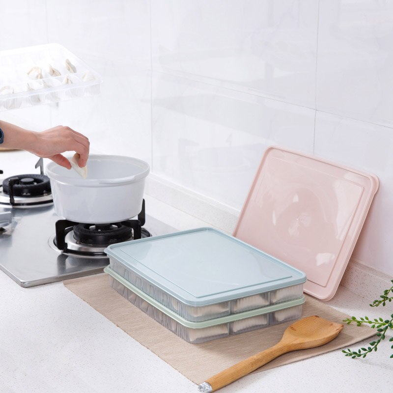 1Pcs Plastic Dumpling Box Frozen Fresh Storage Box Frozen Fresh Crisp Independent Sub-Grid To Avoid Adhesion Plastic Storage Box
