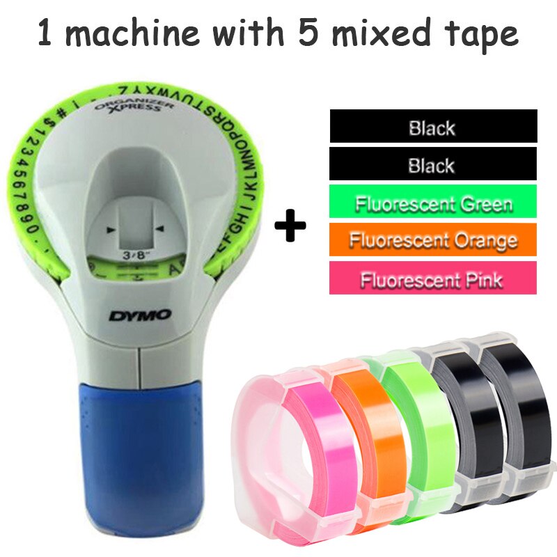 Combination of Machine and Ribbon Dymo 12965 Manual Label Maker Diy Embossing Label Printers for 9mm 3D Embossing Label Tapes: 12965-D
