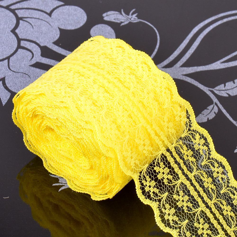 10 Yard/lot DIY Kant Lint Tape 45 MM Kant Breedte Geborduurde Netto Kant Trim Stof Voor naaien Decoratie Kant Stof: yellow