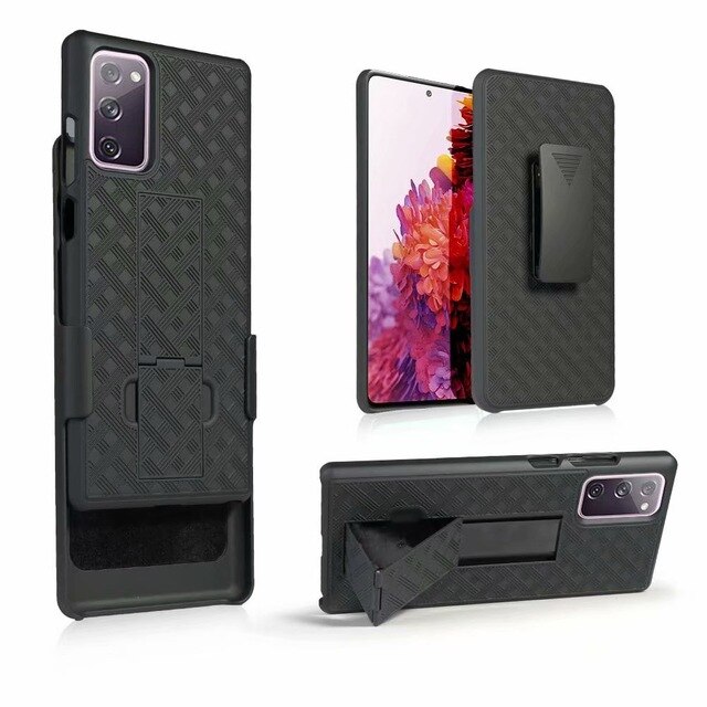 Woven 2 in 1 Hybrid Hard Shell Holster Combo Case With Kickstand &amp; Belt Clip For Samsung Galaxy S20 FE: Default Title