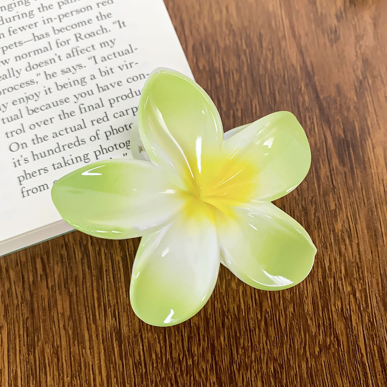 3 tums tonad blomhårsklämma för kvinnor i harts, blommigt hårspänne, färsk söt blomklämma, flickors håraccessoarer: Ljusgrön