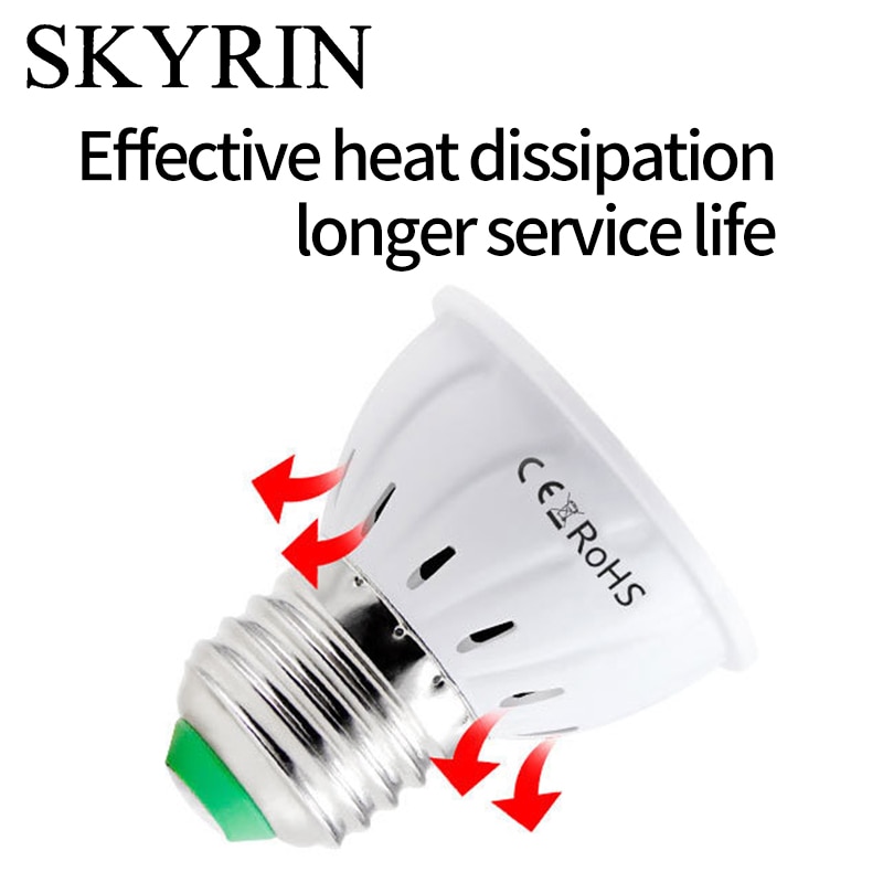Skyrin ledet vekstpære fullspekterlamper til planteblomster  e24 e14 gu10 MR16 b22 220v 48 lysdioder 60 lysdioder 80 lysdioder fytovekstlamper