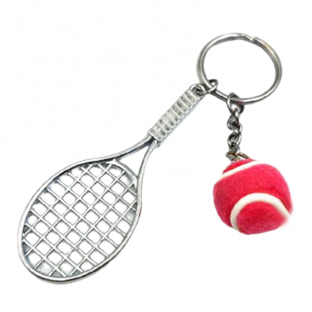 Keychain Anhänger Schlüssel 2Stck Sport Fan Mini Tennis Tasche Schlüsselring DIY Handwerk Zubehör: Rose rot