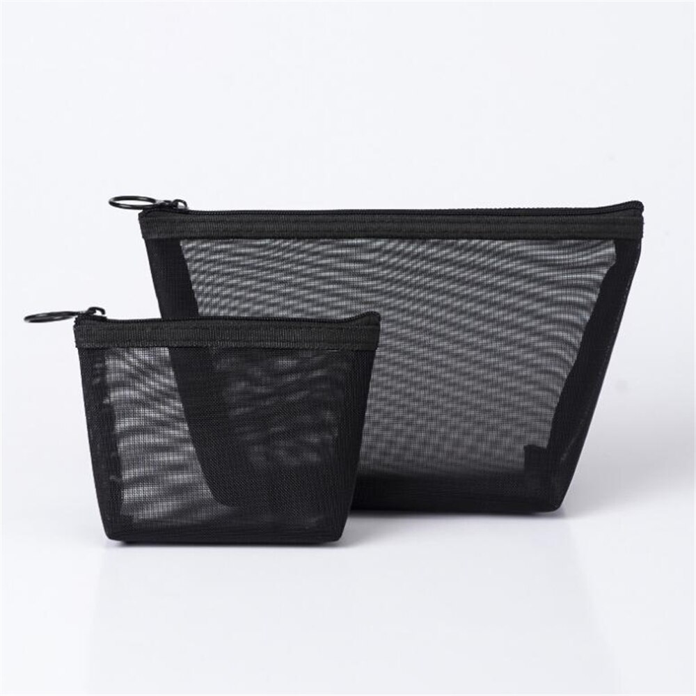 3 Pcs Mesh Makeup Bag Mesh Cosmetic Bag Portable Travel Makeup Bag Small Toiletry Bag Lightweight Mesh Zipper Makeup Pouches for Women Men Women Girls Home Office Travel Accessories, 3, Black