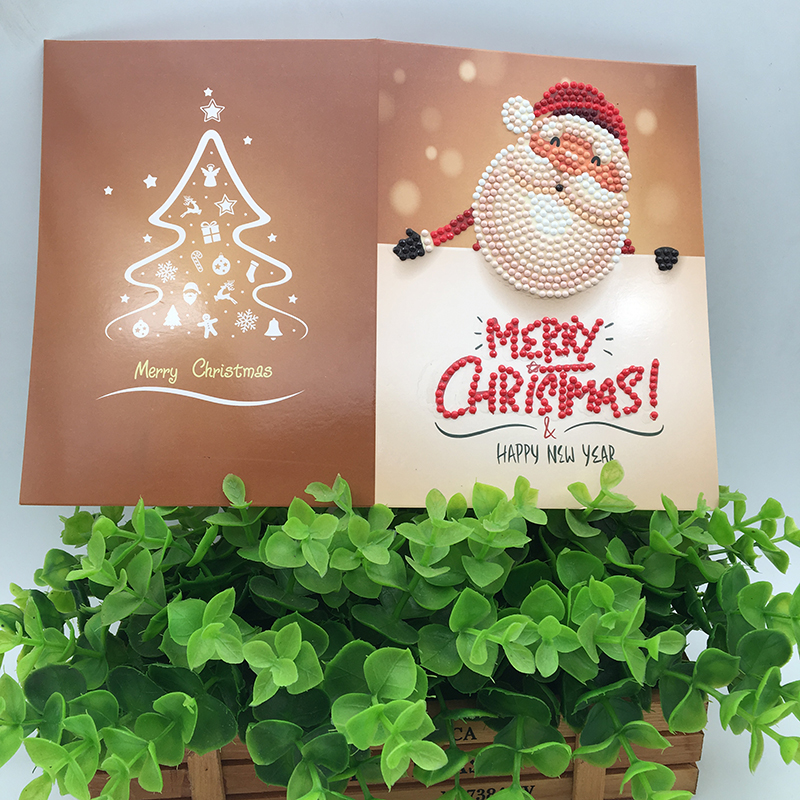 1Pcs Cartoon Paper Greeting Postcards Craft 5D DIY Diamond Painting Kids Festival Greet Cards Mini Santa Claus Merry Christmas: 6