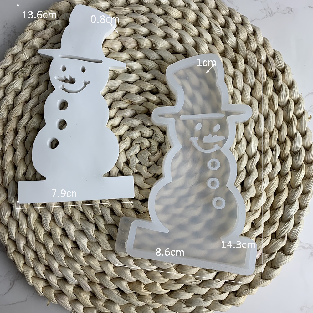 Serie natalizia portacandele stampo in silicone fai da te pupazzo di neve alce casa candeliere ornamento stampo in resina artigianato in gesso 3D decorazioni per la casa: Grigio chiaro