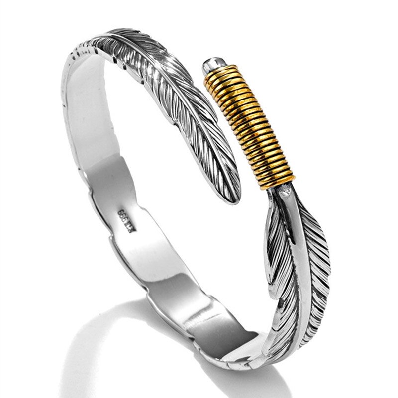 Foxanry 925 timbro etnico brcachelmet per le donne New Fashion creativo piuma fatti a mano regali di gioielli per feste di compleanno