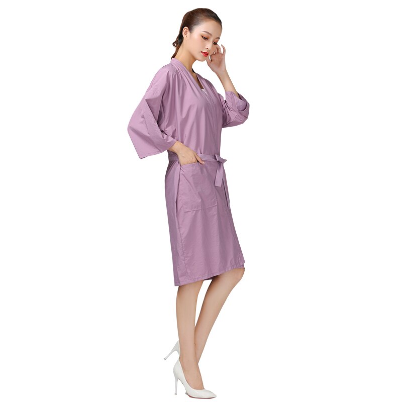 Bata de cliente de lujo para salón de belleza, bata para peluquería, estilo Kimono, capa de peluquería, SPA, Hotel, ropa para invitados: A013-Purple pink