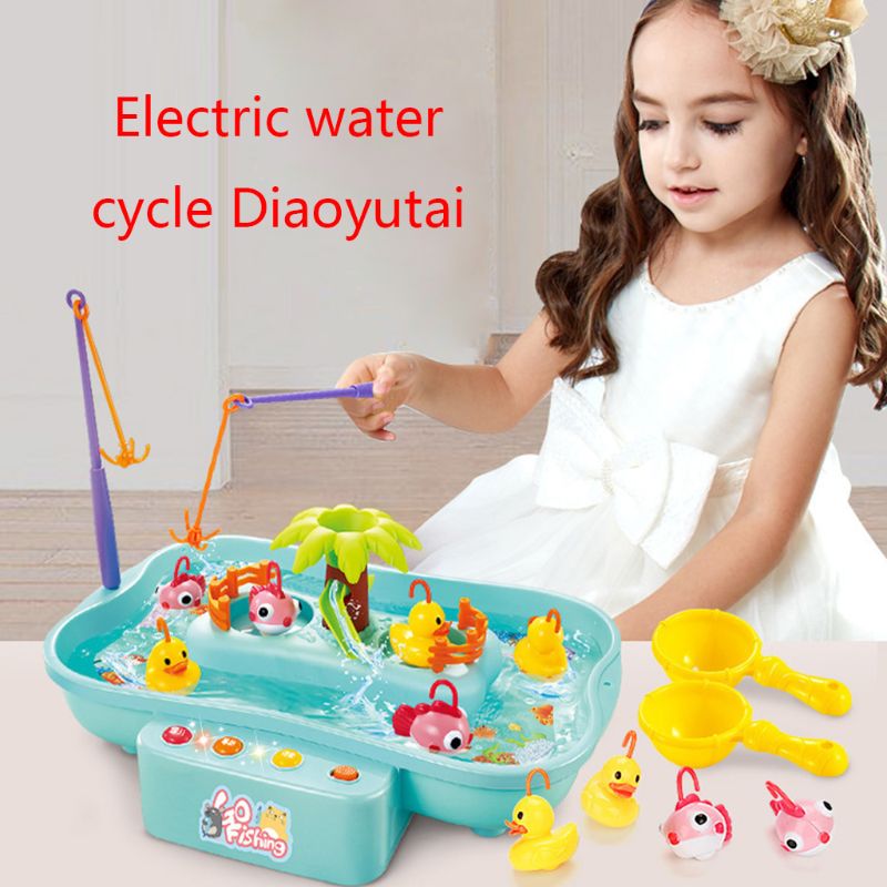 Børns vandlegetøj fiskeplatform elektrisk musik belysning vand cyklus spil børn