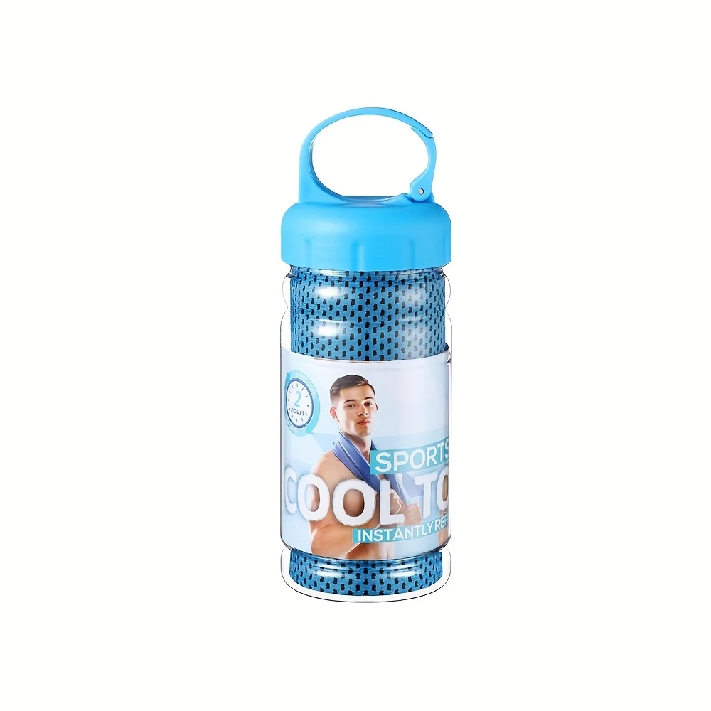 30×80cm Draagbare op fles gemonteerde sneldrogende handdoek Gym Sport Zweetabsorberend Koude sensatie Snelle ijshanddoek Zwemmen Strandhanddoeken: GRIJS