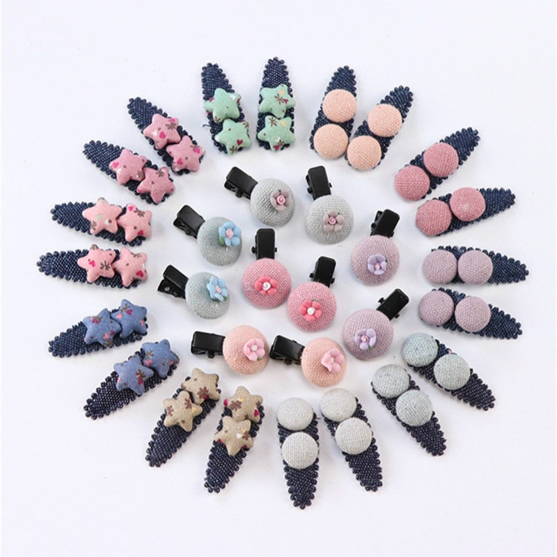2 stuks/set effen geruite bloemen haarspeldjes voor meisjes, schattige ster haarbandjes voor kinderen en babyhaaraccessoires