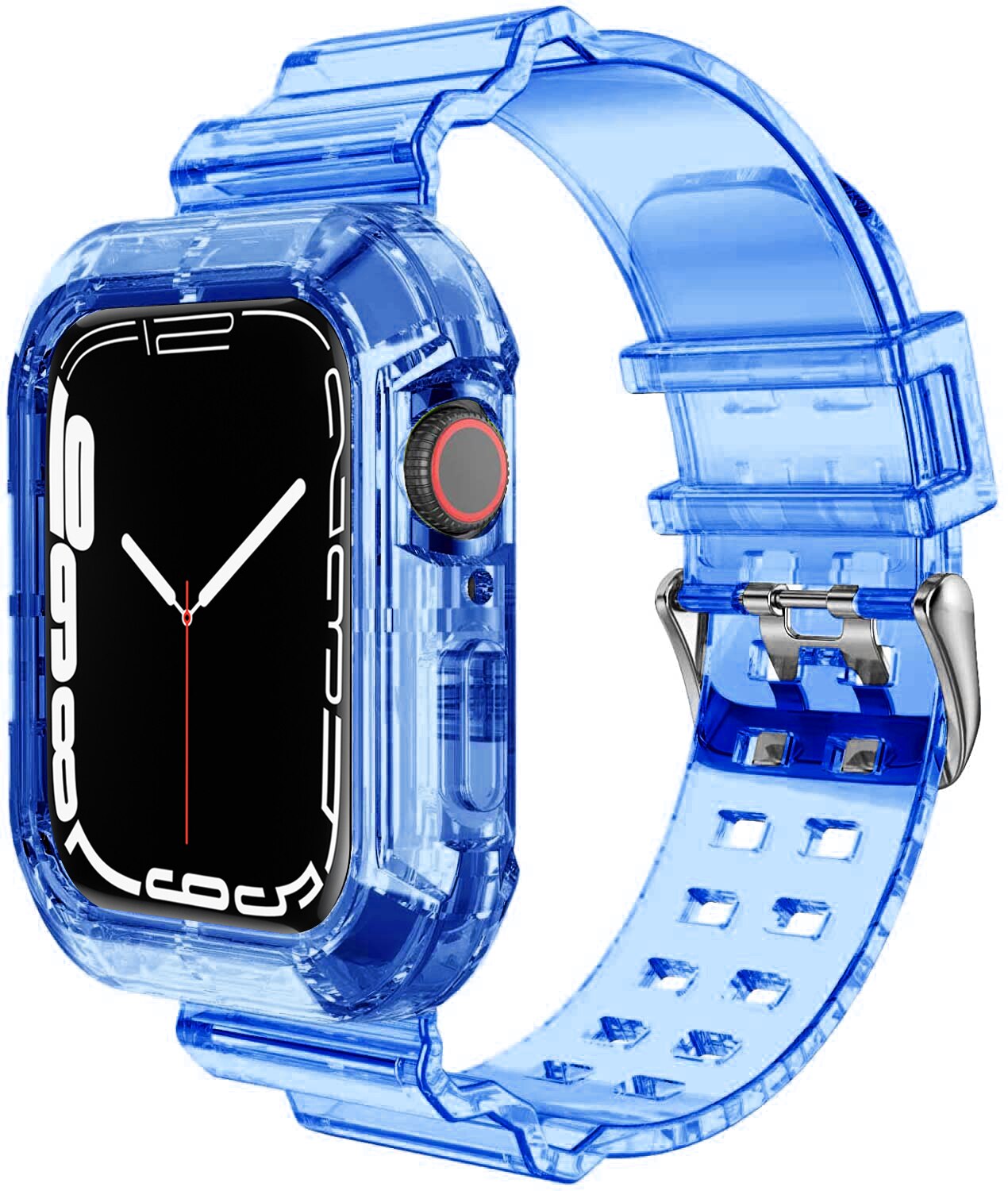 Case+Strap for Apple Watch Band 44mm 40mm 45mm 41mm 42mm 38mm Accessories Transparent Silicone Bracelet iWatch series 3 5 6 se 7: Transparent blue / 38mm or 40mm or 41MM