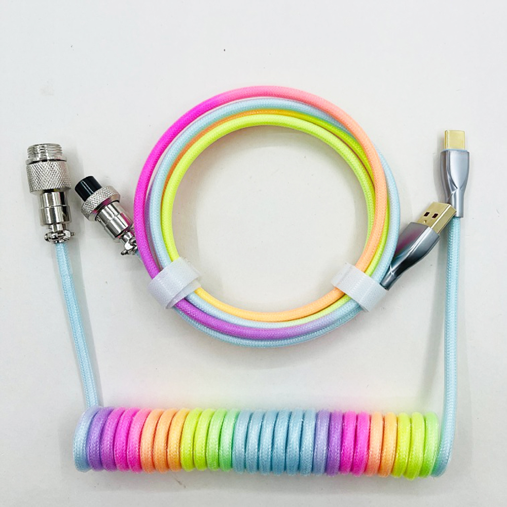 Cable en espiral para teclado mecánico, Cable de aviador tipo C a conector USB, Cable de aviación para teclado de juegos, accesorio