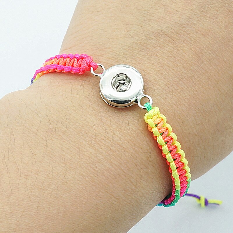 SE0185 Beauty Gradient color Rope adjustable snap bracelet fit 12mm/18mm snap buttons