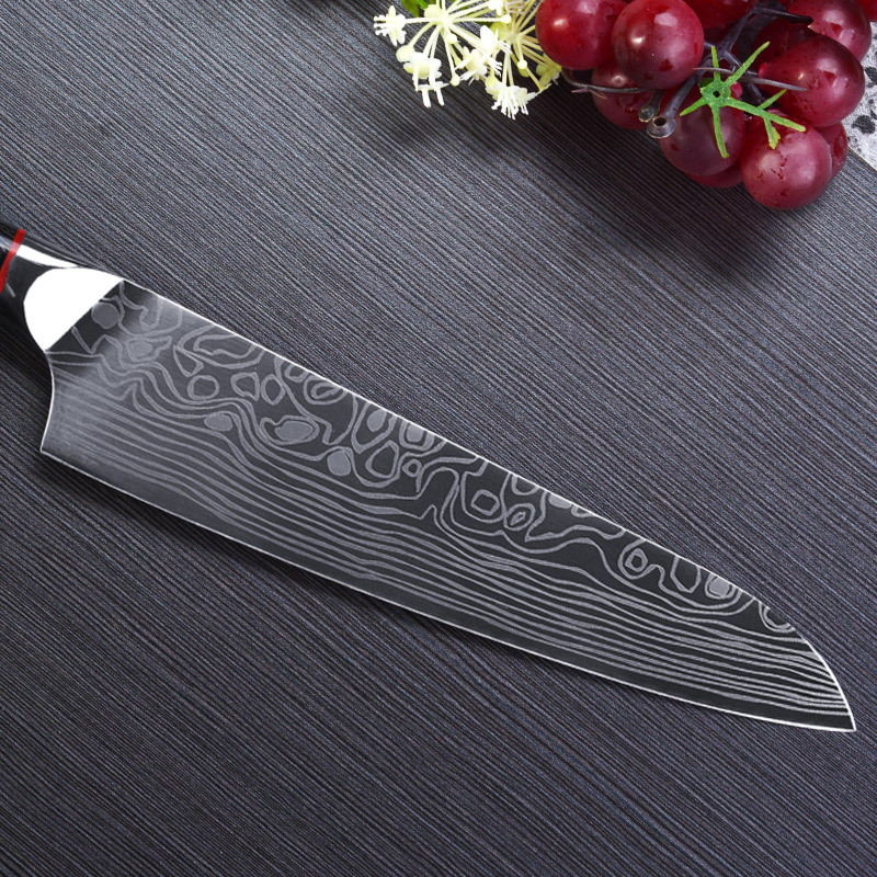 Kitchen Knife 8 Inch Japanese Chef Knives 7CR17 High Carbon Stainless Steel Meat Cleaver Slicer Santoku Knife