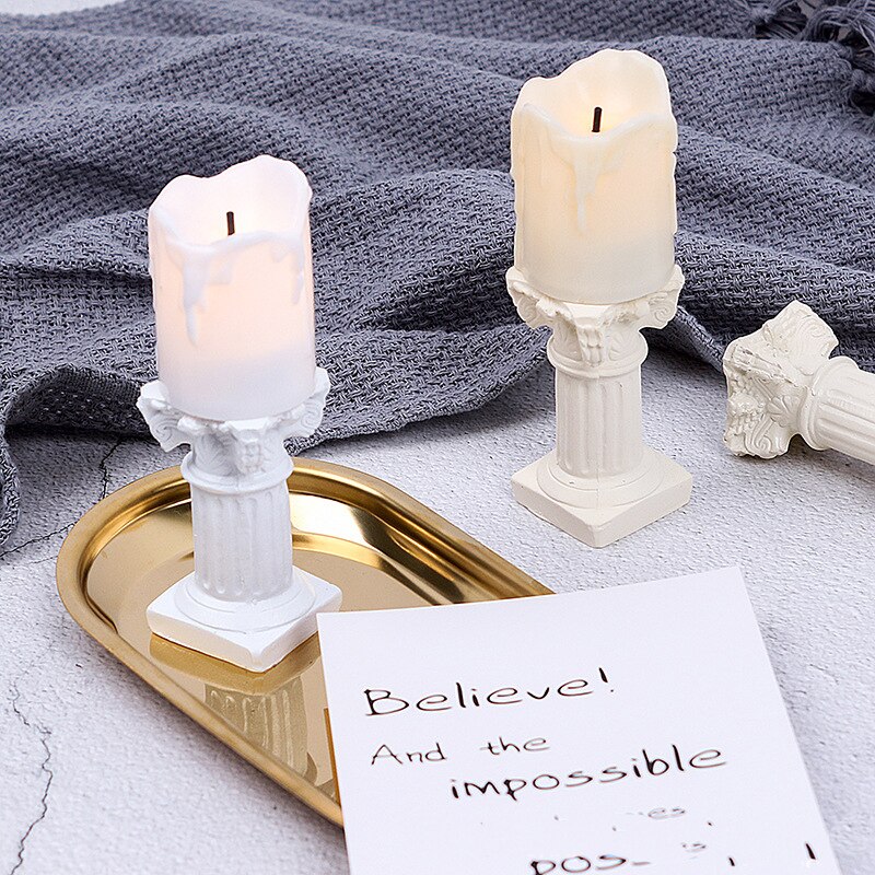 Roman column Ivory Wind control blow out LED Candle holder birthday Candles Electric home Wedding Decoration photography props