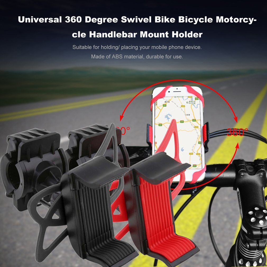 Universal 360 Graden Draaibare Fiets Motorfiets Handlebar Mount Houder Mobiele Telefoon Houder Met Siliconen Ondersteuning Band