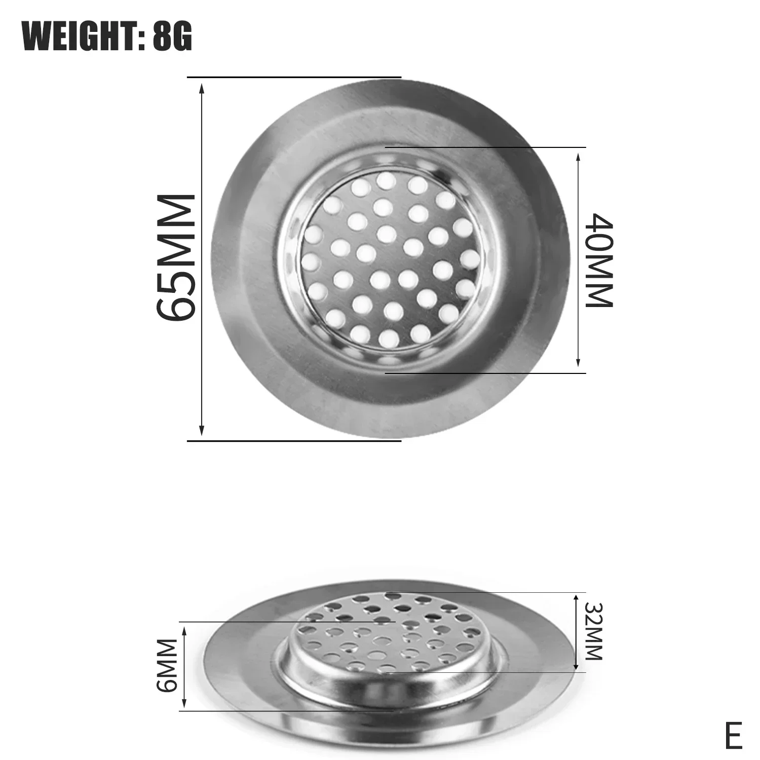 Colador de fregadero, filtro de rejilla para fregadero de cocina, filtro de orificio de drenaje de acero inoxidable, protección de malla contra obstrucciones, accesorios de cocina: Cromo