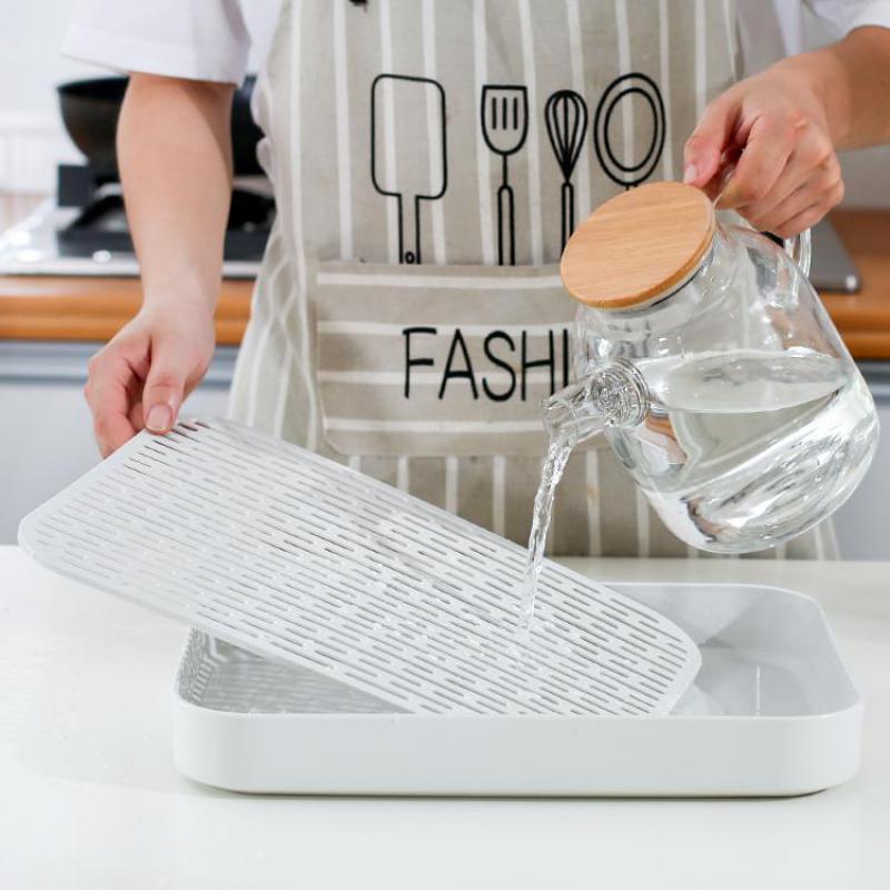 Tea Tray Water Cup Drain Tray Household Living Room Double-layer Rectangular Fruit Tray Plastic Simple Tea Table use for Drink