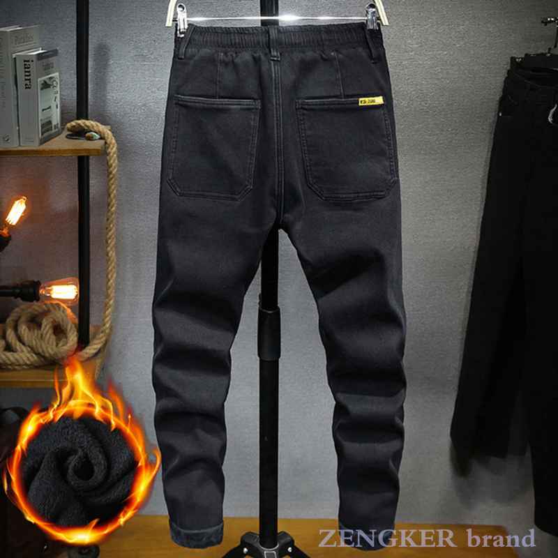 Pantalones vaqueros holgados de estilo japonés para hombre, pantalón harén de terciopelo elástico de talla grande, con cordones, color negro, 7XL, 6XL