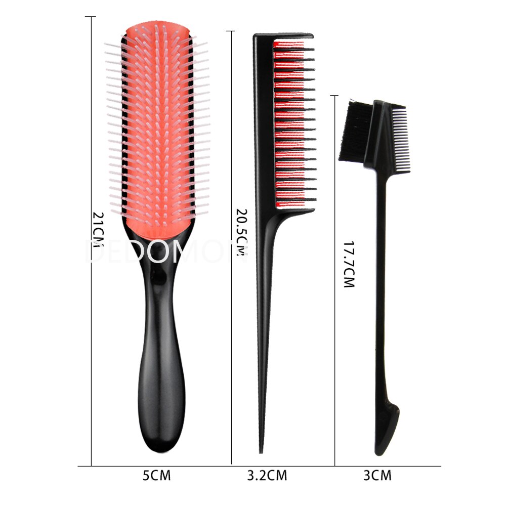 Hair Comb 9-Row Detangling Hair Brush Rat Tail Comb Styling Hairbrush Straight Curly Wet Hair Scalp Massage Brush Women