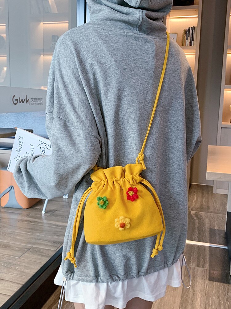 Verse Slung Canvas Tas Eenvoudige Op De Kleine Tas Vrouwelijke Buitenlandse Meisje Schoudertas