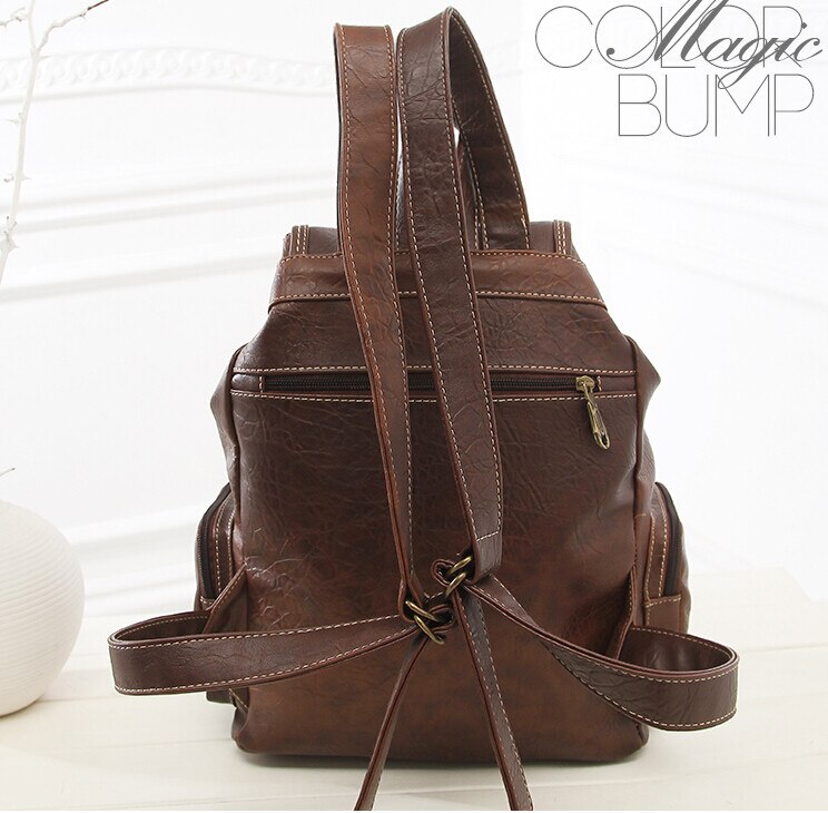Braun Jahrgang Rucksack Schule Taschen Teenager Mädchen Rucksäcke Hochschule Schüler Bagpack retro Leder Tasche Frauen Reisen Zurück Taschen