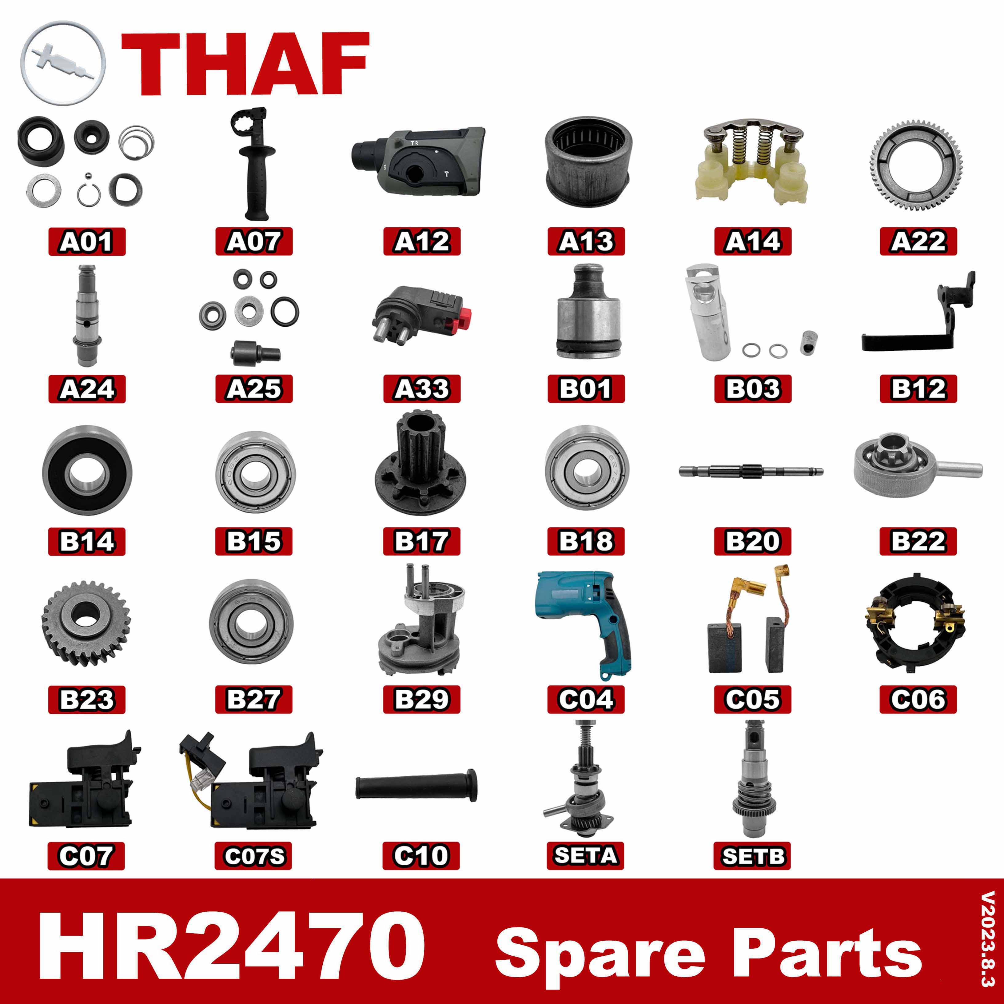 Ersatzteile für Wobble-Lager für Makita-Bohr hammer hr2470 b22