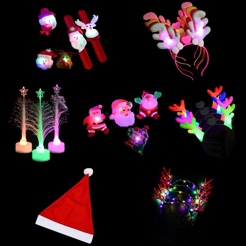 LED Flashing Lights up Glow Sticks Party Xmas Santa Claus Snowman Tree