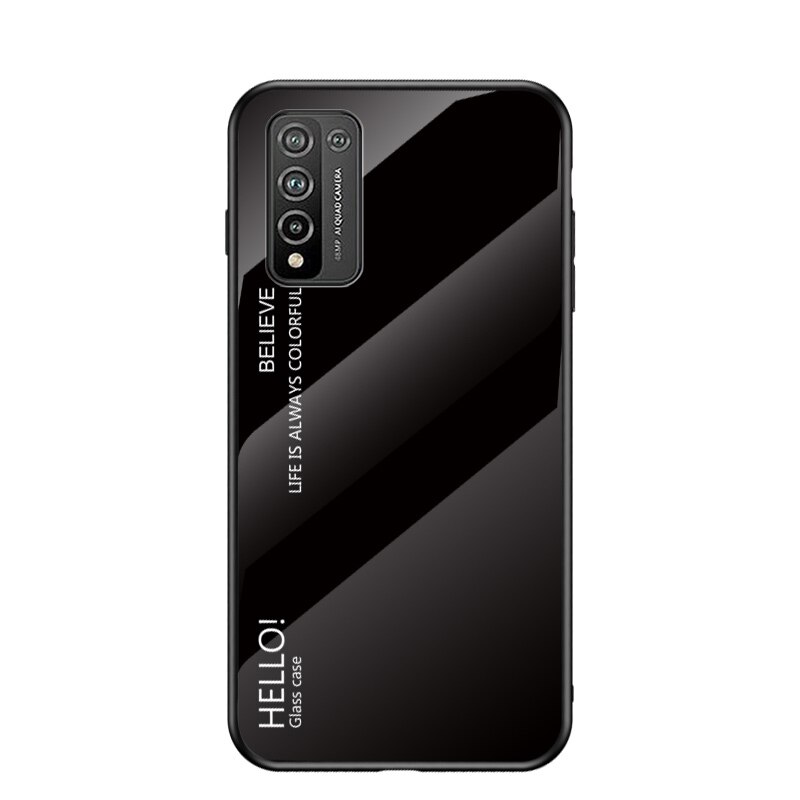 MAKAVO per Huawei Honor 10X Lite coperchio coperchio per telefono Honor 10X Lite in vetro temperato sfumato di lusso per Fundas: nero