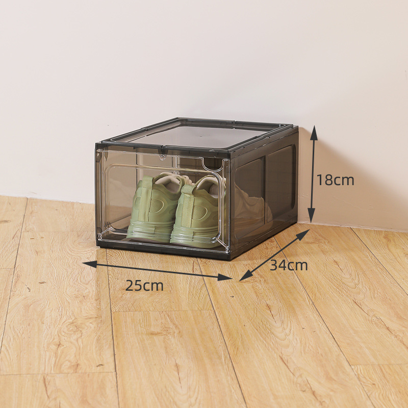 Boîte à chaussures magnétique de style tiroir transparent en plastique dur pour le rangement des chaussures, armoire à chaussures épaisse et peu encombrante: Black