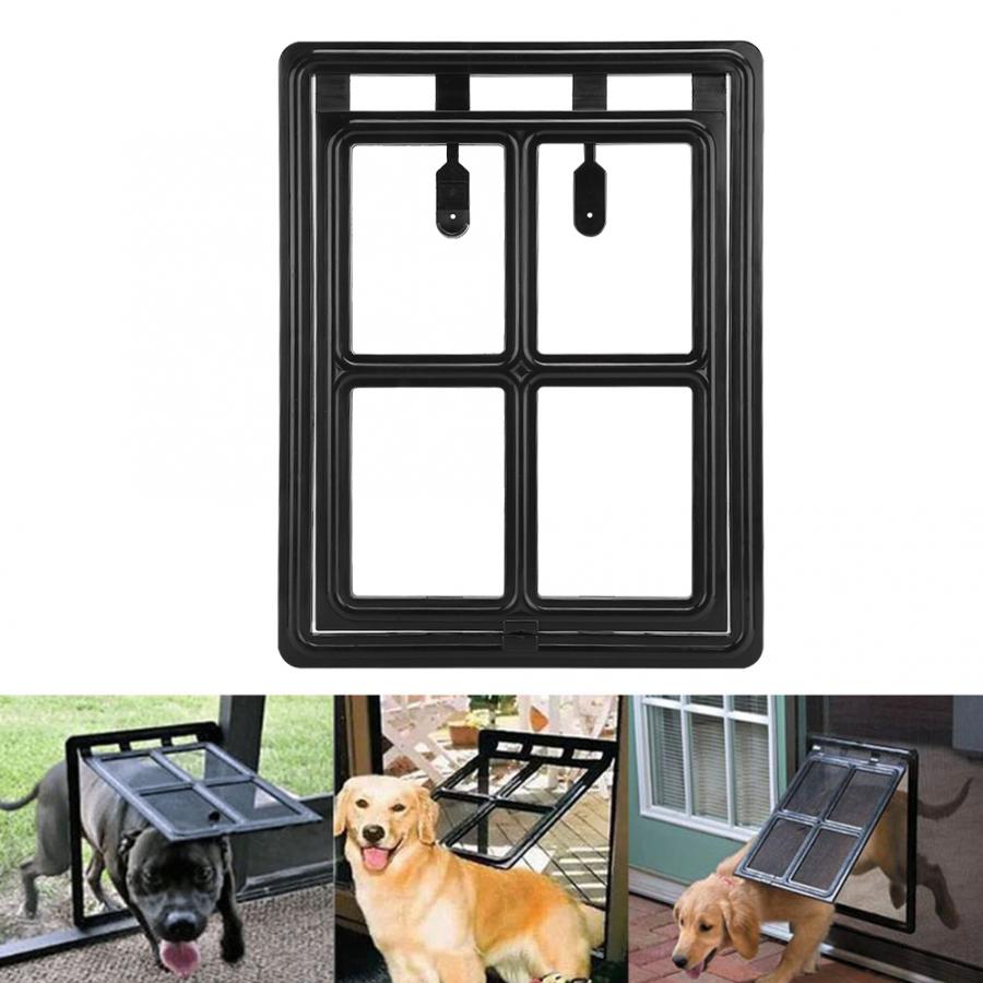 Dog/Cat Flap Door Plastic Magnetic Lock Pet Screen Door Dog Cat Safe Security Flap Door Gate for Pet Supplies Pet Gate Door Kit