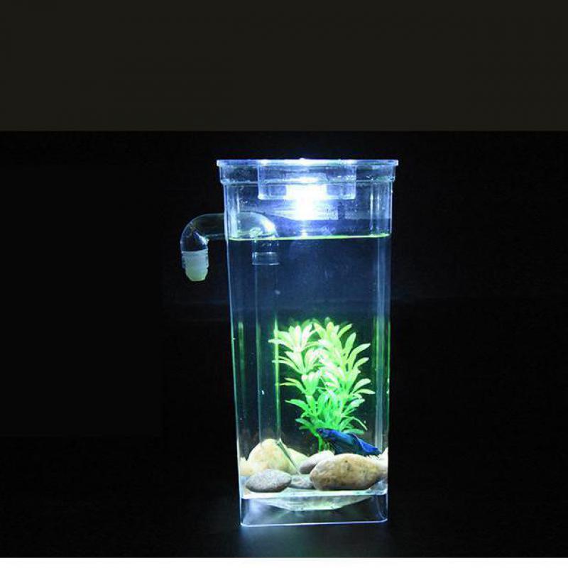 Self Cleaning Aquarium Fish Bowl With LED Light Decorative Mini Ecological Betta Fish Tank Incubator Bowl Kid