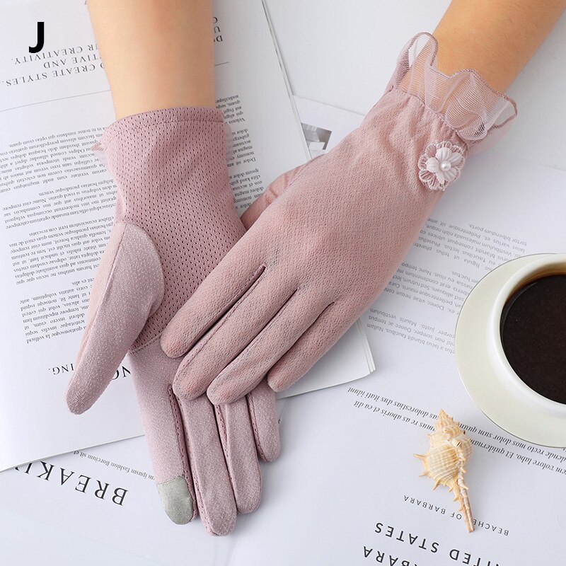 Mesh Breathable Gloves Outdoor UV-proof Riding Screen Show Party Household Summer Sun Protection Bike Cycling Mittens Guantes: J