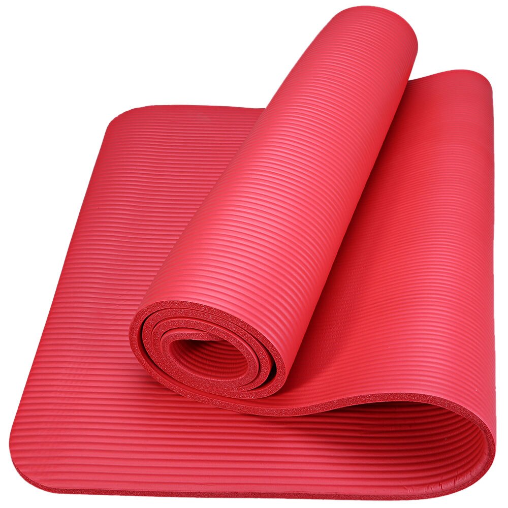 TPE Yoga Mat - 183x61x10mm - Position Line - Non-Slip - Beginner Friendly - Fitness Gym: Red
