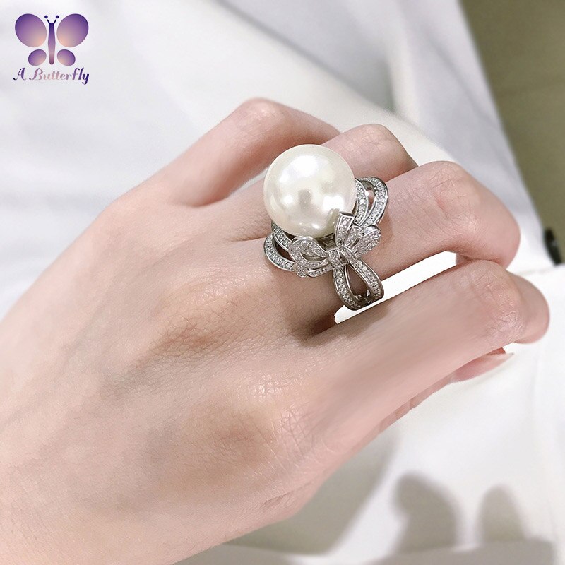 925 luxuriöse perlenringe aus sterlingsilber mit 16 mm muschelperlen – wunderschöner partyschmuck